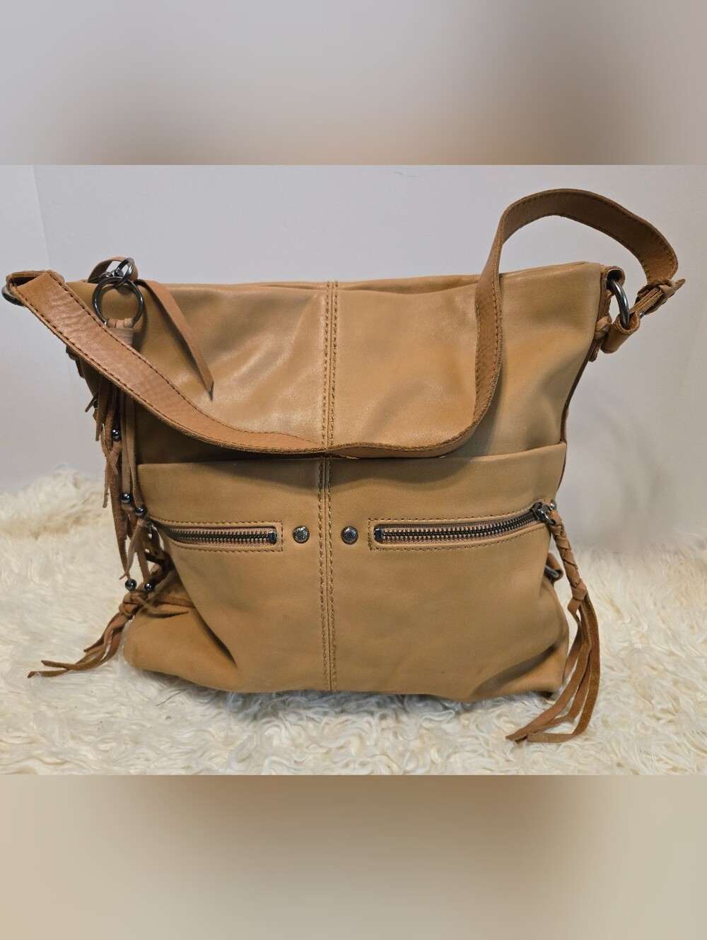 The Sak Leather Tassel Shoulder Bag in Tan - Picture 2 of 10